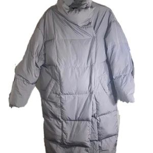 Bershka Puffer Jacket in Longer Length Womens Size M/L Gray y2k super size me